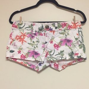 White floral shorts